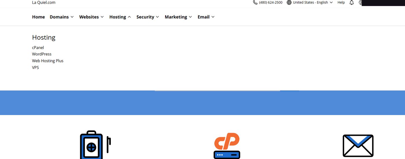 Store navigation with Hosting expanded and the WordPress option visible.